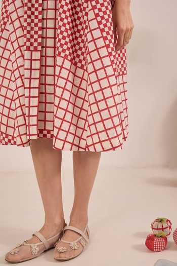 Buy Shivani Bhargava Red Cotton Mandarin Collar Aarol Checkered Midi Dress Online at Aza Fashions Buy_Shivani Bhargava_Red Cotton Mandarin Collar Aarol Checkered Midi Dress _Online_at_Aza_Fashions