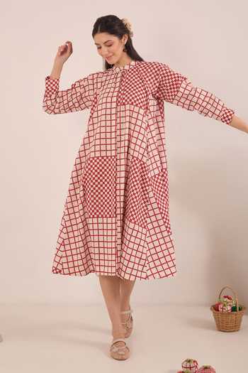 Shivani Bhargava Aarol Cotton Checkered Midi Dress 