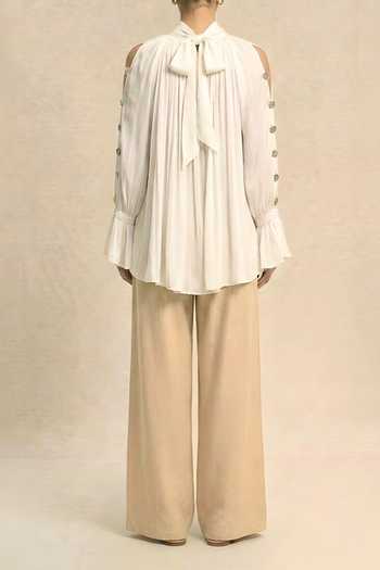 Neora By Nehal Chopra Ivory White Halter Neck Top For Kids