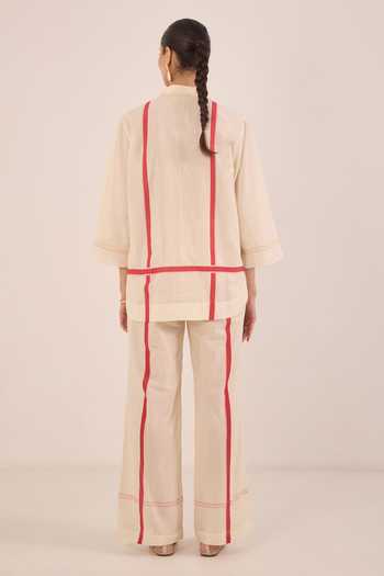 Shivani Bhargava Gul Cotton Cross Stripe Shirt & Pant Co-ord Set 