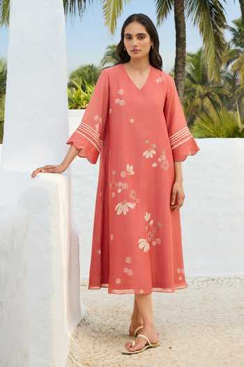 Vaayu Hibiscus Applique Dress 