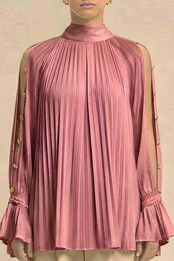 Buy_Neora By Nehal Chopra_Pink Brick Red Halter Neck Top For Kids_Online_at_Aza_Fashions
