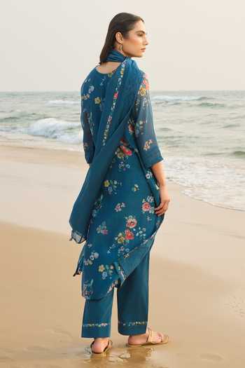 Vaayu Sapphire Floral Print Kurta Set 