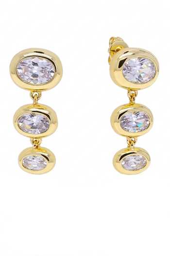 Prata Axis Embellished Drop Stud Earrings 