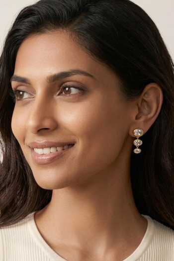 Prata Axis Embellished Drop Stud Earrings 