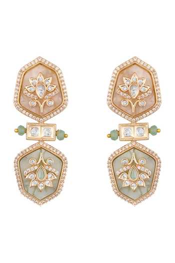HRISHA Kundan Polki Enamel Earrings 