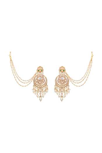 HRISHA Kundan Polki Chandbali Earrings