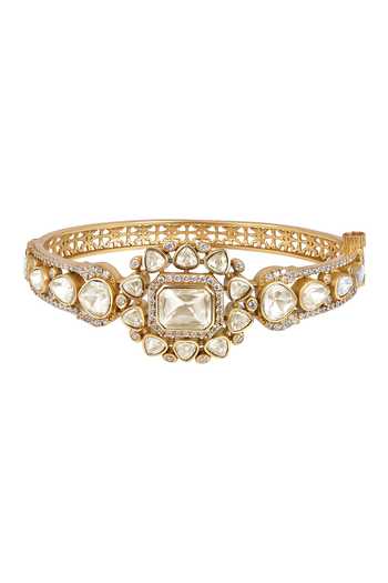 HRISHA Gold Plated Kundan Polki Bracelet Online at Aza Fashions HRISHA_Gold Plated Kundan Polki Bracelet _Online_at_Aza_Fashions