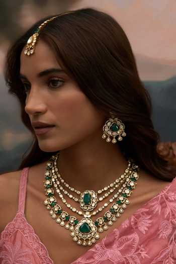 Preeti Mohan Kavya Polki Layered Necklace Set 