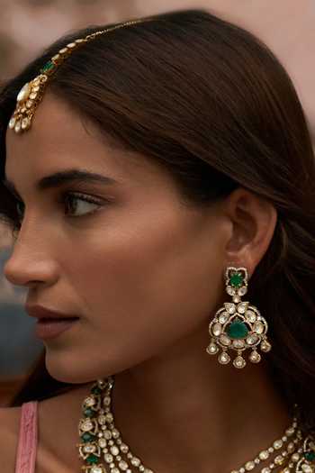 Preeti Mohan Gold Plated Kavya Polki Layered Necklace Set Online at Aza Fashions Preeti Mohan_Gold Plated Kavya Polki Layered Necklace Set _Online_at_Aza_Fashions