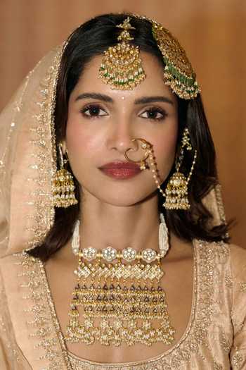 Preeti Mohan Aynoor Kundan Tassel Necklace With Jhumkas 