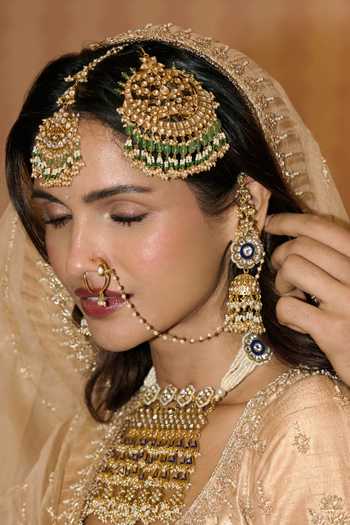 Preeti Mohan Aynoor Kundan Tassel Necklace With Jhumkas 