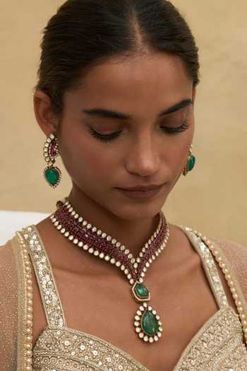 Preeti Mohan Jaskirat Zircon Embellished Necklace 
