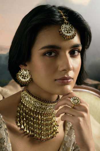 Preeti Mohan Mahek Kundan Tassel Necklace Set 