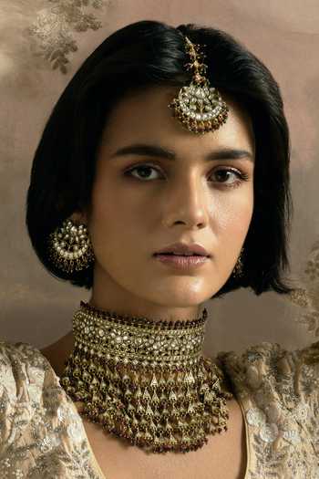 Preeti Mohan Mahek Kundan Tassel Necklace Set 