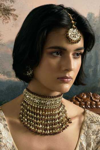 Buy Preeti Mohan Gold Plated Mahek Kundan Tassel Necklace Set Online at Aza Fashions Buy_Preeti Mohan_Gold Plated Mahek Kundan Tassel Necklace Set _Online_at_Aza_Fashions