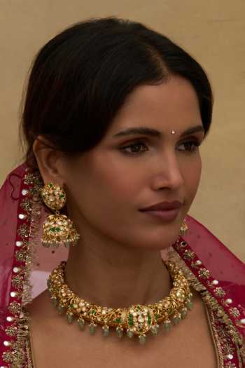 Preeti Mohan Monita Moissanite Hasli Necklace Set 