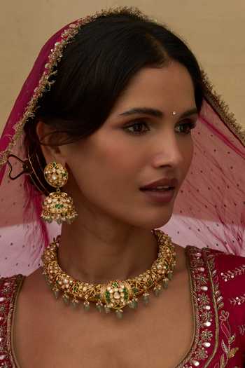 Preeti Mohan Monita Moissanite Hasli Necklace Set 