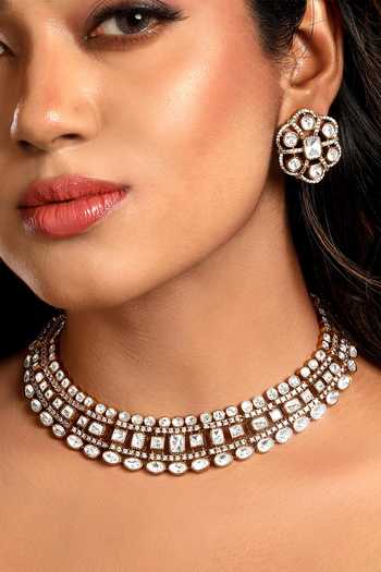 HRISHA Polki Embellished Necklace & Earrings Set 