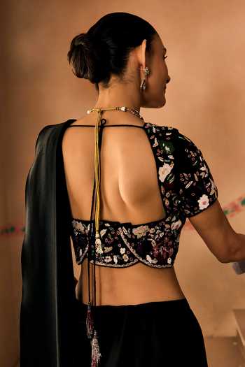 1999ad By Amita & Deepak Embroidered Blouse With Pre-Draped Saree 