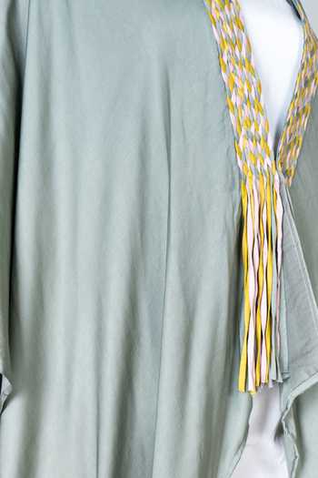 Buy_Neora By Nehal Chopra_Green Bemberg Modal Silk, Lining Butter Crepe Braided Lace Border Cape For Kids_Online_at_Aza_Fashions
