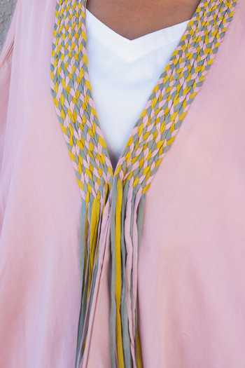Neora By Nehal Chopra Braided Border Asymmetric Cape For Kids