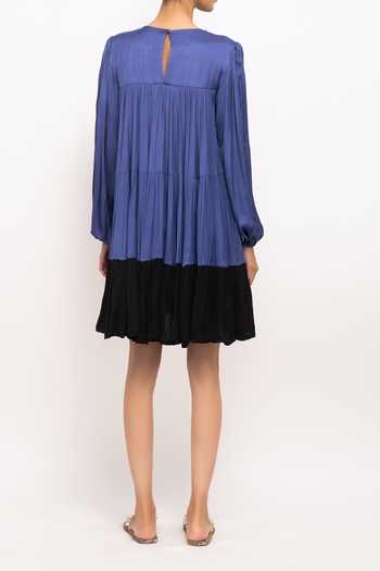 Neora By Nehal Chopra Colorblock Gathered Short Dress For Kids
