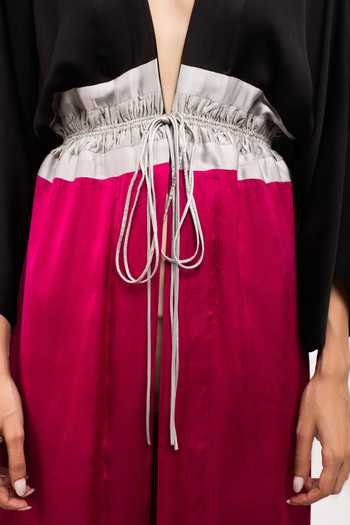 Neora By Nehal Chopra_Black Bemberg Modal Silk, Lining  Butter Crepe Asymmetrical High-low Cape For Kids_Online_at_Aza_Fashions