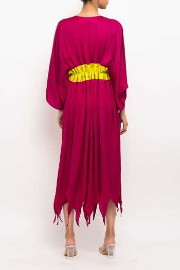 Neora By Nehal Chopra Asymmetrical Color Blocked Cape For Kids