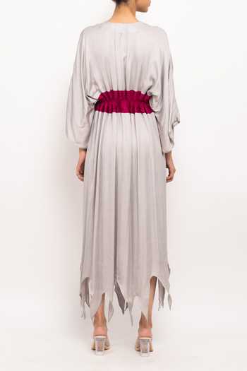 Neora By Nehal Chopra Ruched Asymmetrical Cape For Kids