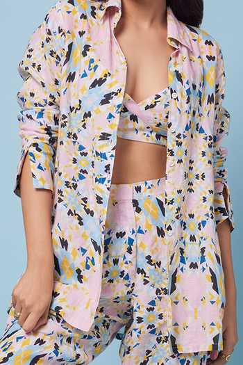 Senren By Eshana Raut Abstract Print Shirt & Pant Set For Kids