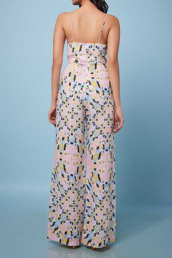 Senren By Eshana Raut Geometric Print Spaghetti Strap Jumpsuit For Kids