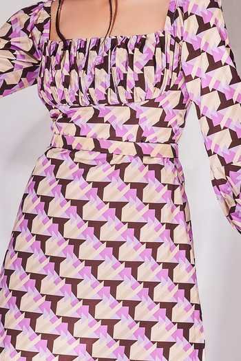 Senren By Eshana Raut Cotton Geometric Print Dress For Kids