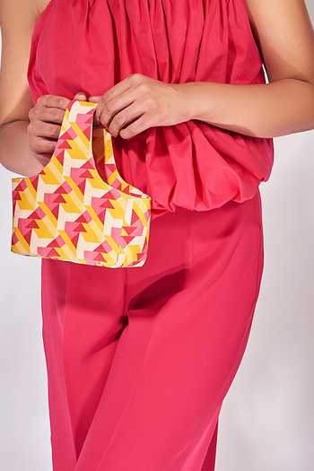 Senren By Eshana Raut_Fuchsia Cotton Scrunchie Top And Culotte Pant Set For Kids_Online_at_Aza_Fashions