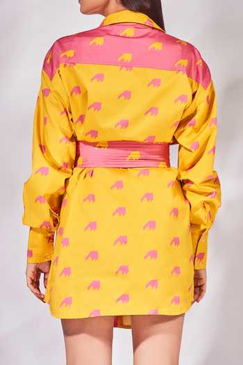 Senren By Eshana Raut Cotton Colorblock Shirt Dress For Kids