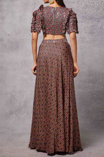 Senren By Eshana Raut Kaleidoscope Print Blouse With Lehenga For Kids