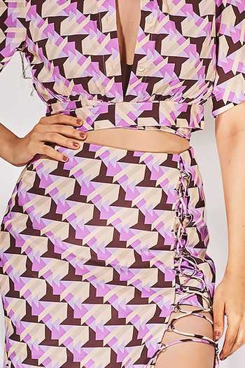 Senren By Eshana Raut Geometric Print Cropped Shirt With Midi Skirt For Kids