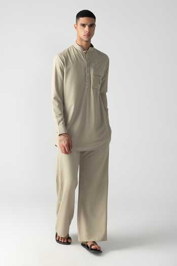 Amit Arora Placed Embroidered Kurta & Palazzo Set 