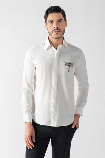 Amit Arora Hand Embroidered Dragonfly Motif Shirt 