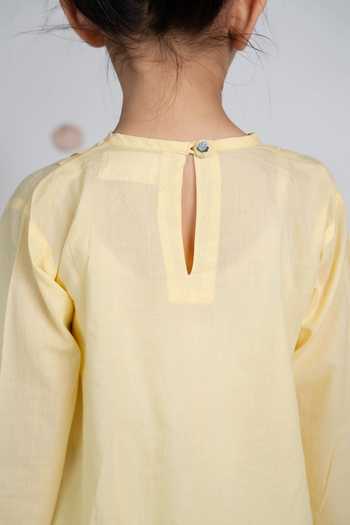 Buy_OurDve_Yellow Cotton Hand Embroidered Maxi Dress 