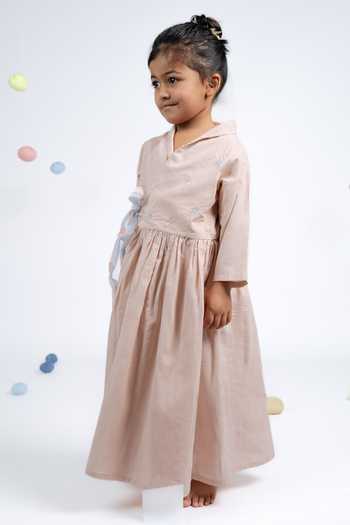 Buy_OurDve_Pink Cotton Wrap Style Dress _Online_at_Aza_Fashions