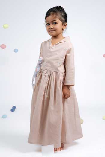 Shop_OurDve_Pink Cotton Wrap Style Dress _Online_at_Aza_Fashions