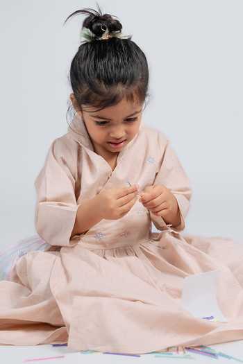 OurDve_Pink Cotton Wrap Style Dress _at_Aza_Fashions