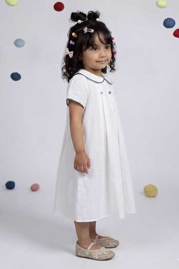 OurDve White Cotton Peter Pan Collar Dress Online at Aza Fashions OurDve_White Cotton Peter Pan Collar Dress _Online_at_Aza_Fashions