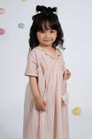 Shop_OurDve_Pink Cotton Embroidered Dress _Online_at_Aza_Fashions