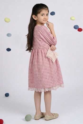 OurDve Gingham Pattern Organza Dress 