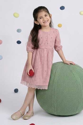 OurDve Gingham Pattern Organza Dress 