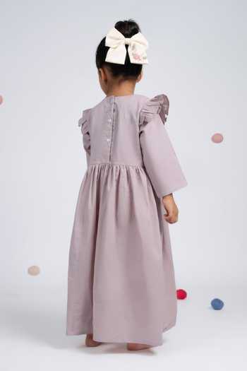 OurDve Embroidered Frill Sleeve Dress 