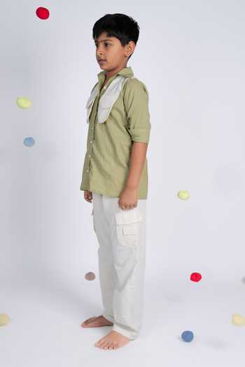 Shop_OurDve_Green Flap Pocket Shirt And Pant Set _Online_at_Aza_Fashions