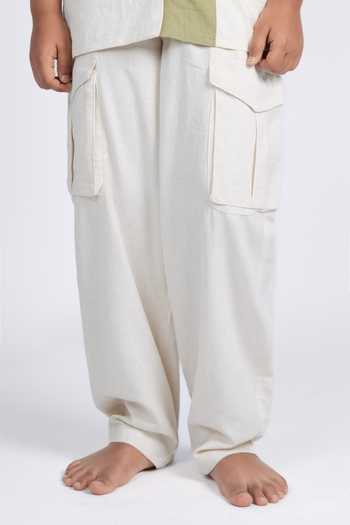 Shop_OurDve_Green Colour Blocked Hand Woven Shirt And Pant Set _Online_at_Aza_Fashions